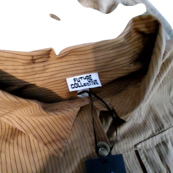 Button-Down Long Sleeve Brown Dress Shirt With Pockets S L By Future Collective - Picture 9 of 9